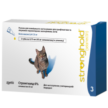 Краплі Стронгхолд 6% для котів 2.6-7.5 кг від зовнішніх та внутрішніх паразитів 0.75 мл - 1 піпетка