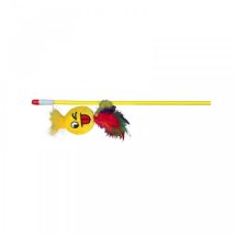 Іграшка Trixie для котів Вудочка зі смайликом та пір'ям плюш/пластик 50 см - 1 шт