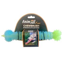 Іграшка для собак AnimAll Фан жувальна щітка-кістка блакитна з зеленим - 24 см