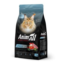 Сухий корм Animall Cat для котів з лососем білою рибою та свіжою індичкою - 1.5 кг