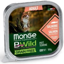 Вологий корм Monge Cat Bwild Grain Free Wet Adult для котів лосось з овочами - 100 г