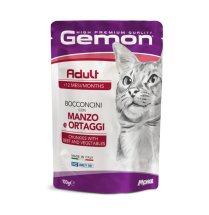 Вологий корм Gemon Cat Adult для котів шматочки з яловичиною та овочами - 100 г