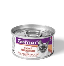 Вологий корм Gemon Cat Adult для котів мусс з лососем та куркою - 85 г