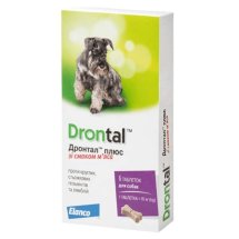Таблетки ДРОНТАЛ Антигельмінтні Плюс для собак до 10 кг від глистів - 1 таб