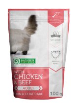 Вологий корм Nature's Protection Cat Skin & Сoat care with Chicken and Beef Для котів пауч курка яловичина - 100 г