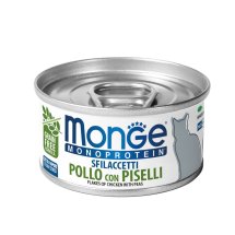 Вологий корм Monge Cat MONOPROTEIN для котів м'ясні пластівці курка з горошком - 80 г