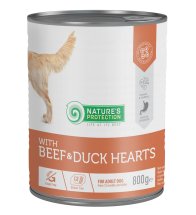 Вологий корм Nature's Protection Dog ADULT BEEF & DUCK HEARTS для собак з яловичиною і качиними серцями - 800 г