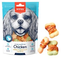 Ласощі Wanpy Dog Chicken Jerky & Biscuit Twists БІСКВІТ З В’ЯЛЕНОЮ КУРКОЮ печиво, для собак - 100 г