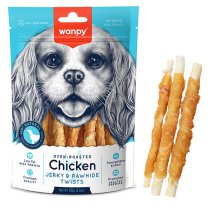 Ласощі Wanpy Dog Chicken Jerky & Rawhide Twists ПАЛИЧКА З В’ЯЛЕНОЮ КУРКОЮ для собак - 100 г