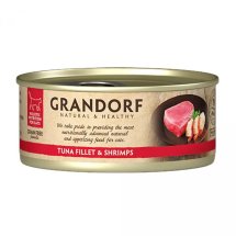 Вологий корм Grandorf Cat Tuna Fillet & Shrimps для котів тунець креветки - 70 г