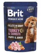 Вологий корм Brit Premium Fillets in Gravy Turkey & Carrots Puppy для цуценят малих порід філе в соусі індичка і морква - 85 г