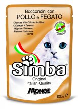 Вологий корм Monge SIMBA Cat Wet для котів курка та лівер - 100 г