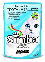 Вологий корм Monge SIMBA Cat Wet для котів форель і тріска - 100 г