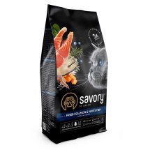 Сухий корм Savory Adult Cat Gourmand Fresh Salmon & White Fish для довгошерстих котів зі свіжим лососем і білою рибою - 2 кг
