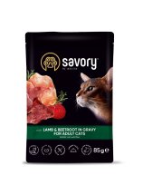 Вологий корм Savory Cat для дорослих котів ягня з буряком у соусі пауч - 85 г