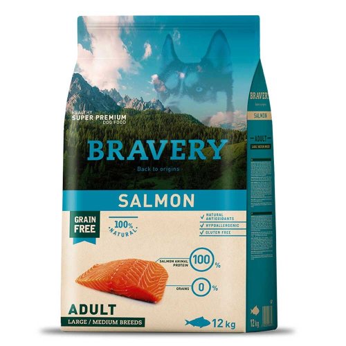 Сухий корм Bravery Dog Salmon Large/Medium Adult для собак cередніх та великих порід з лососем - 12 кг