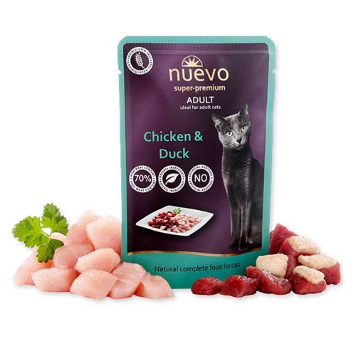 Вологий корм NUEVO Cat ADULT Для котів пауч курка і качка - 85 г