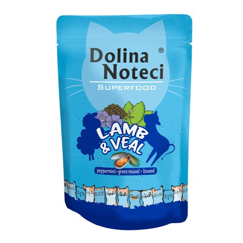 Вологий корм Dolina Noteci Cat Superfood Для котів пауч з ягнятиною та телятиною - 85 г