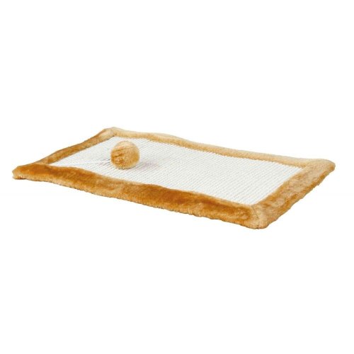 Дряпка-килимок Trixie для котів з іграшкою на мотузці бежева 55х35 см - 1 шт