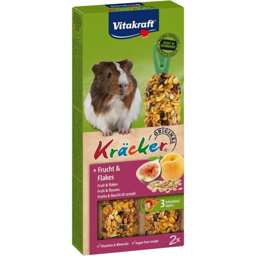 Ласощі Vitakraft Kracker Original Frucht&Flakes крекер для декоративних гизунів і морських свинок з фруктами - 2 шт