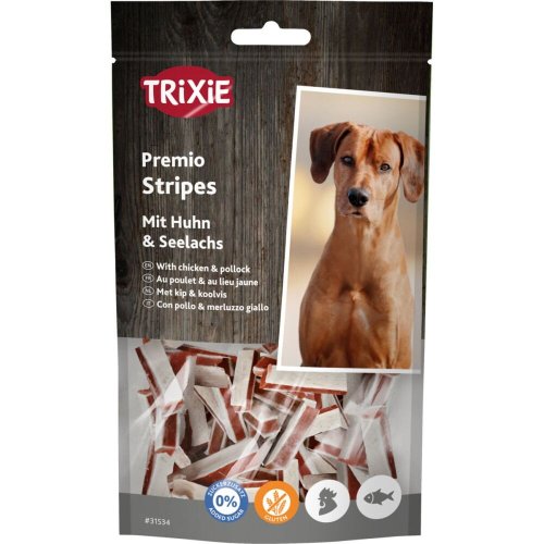 Ласощі Trixie Premio Fish Chicken Stripes для собак палички з куркою та лососем - 75 г