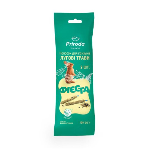 Ласощі Природа Фієста Колосок для гизунів лугові трави, 100 г - 2 шт