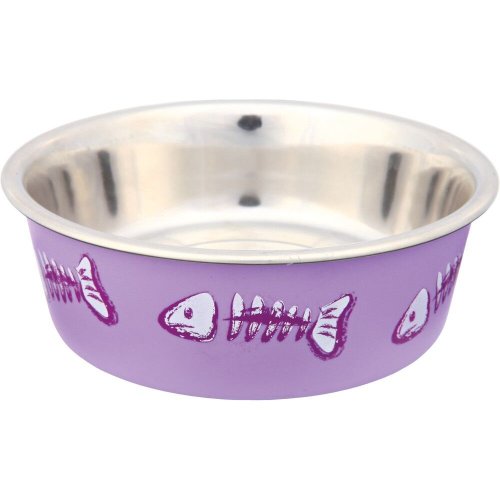 Миска Trixie для котів на гумовій основі з рибками пластикове покриття металева 12 см 250 мл - 1 шт