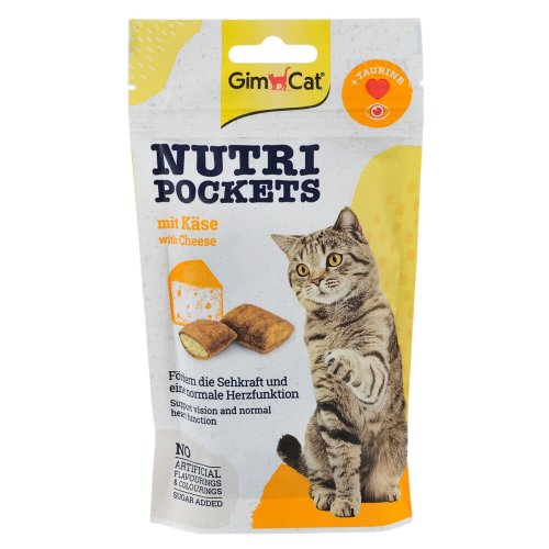 Вітамінні ласощі GimCat Nutri Pockets для котів для здоров'я серця та зору з сиром та таурином - 60 г