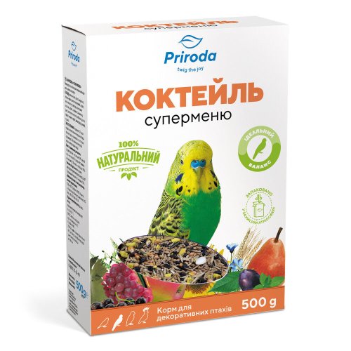 Корм Природа Коктейль Суперменю для хвилястих папуг - 500 г