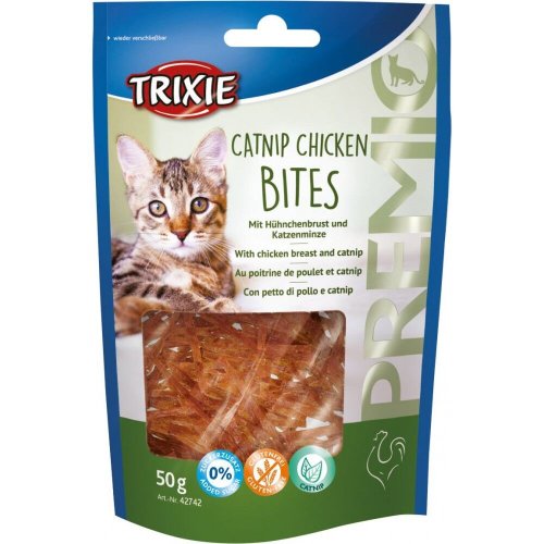 Ласощі Trixie Premio Catnip Chicken Bites для котів шматочки з курячою гудкою і котячою м'ятою - 50 г