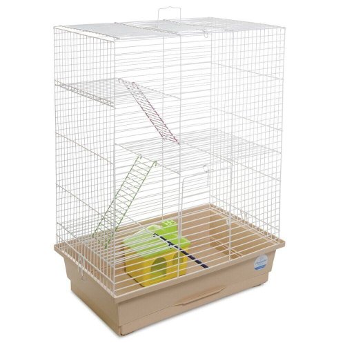 Клітка Природа Нюра для дрібних декоративних гризунів з будиночком біла/бежева 44x27x59 см - 1 шт