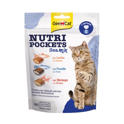Ласощі вітамінні GimCat Nutri Pockets Морський мікс для котів з лососем фореллю та креветками - 150 г