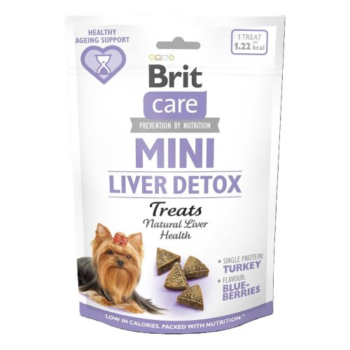 Ласощі Brit Care Mini Treats Liver Detox для собак малих порід детокс печінки індичка смак чорниця - 50 г