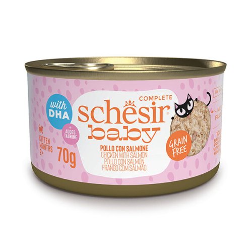 Вологий корм Schesir Cat Baby Chicken With Salmon КУРКА З ЛОСОСЕМ в бульйоні для кошенят - 70 г