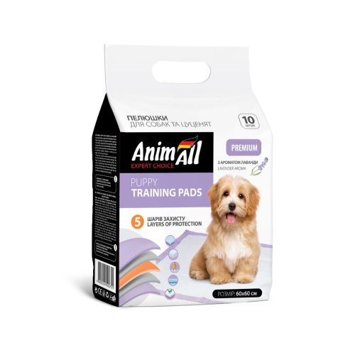 Пелюшки AnimAll 60х60 см з ароматом лаванди - 10 шт