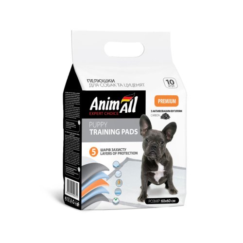 Пелюшки AnimAll 60х60 см з активованим вугіллям - 10 шт