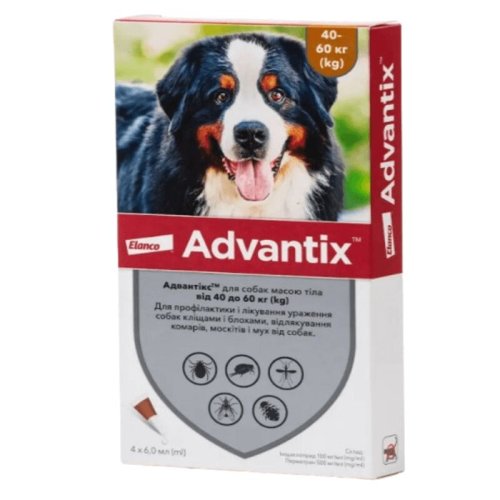 Краплі АДВАНТИКС ХХL для собак 40-60 кг від бліх та кліщів 6 мл - 1 піпетка
