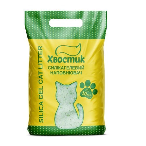 Наповнювач Хвостик Силікагель дрібний з зеленими гранулами - 10 л