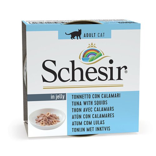 Вологий корм Schesir Cat Tuna with Squid ТУНЕЦЬ З КАЛЬМАРОМ в желе для котів - 85 г
