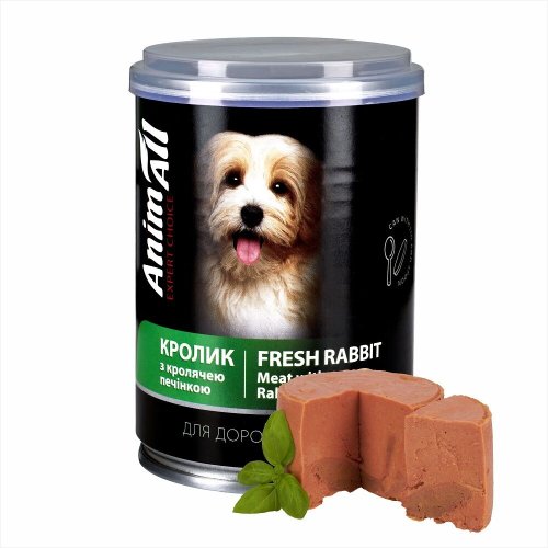 Вологий корм Animall Dog з кролем та кролячою печінкою для собак - 375 г