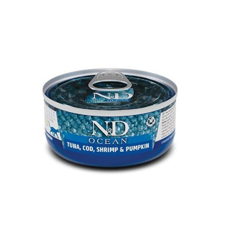 Вологий корм Farmina Cat N&D Grain Free OCEAN TUNA COD SHRIMP & PUMPKIN для котів тунець креветка гарбуз - 70 г