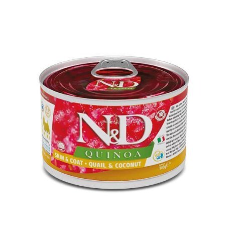 Вологий корм Farmina Dog N&D Quinoa Skin&Coat ADULT MINI для собак при харчовій алергії з перепелом кіноа - 140 г