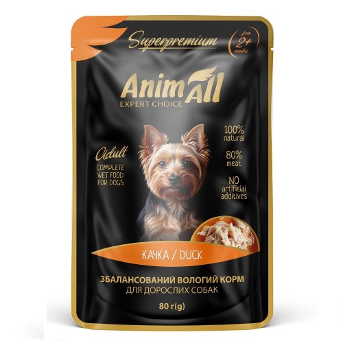 Вологий корм Animall Dog для собак Качка - 80 г
