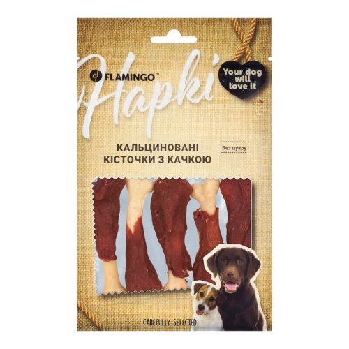 Ласощі Flamingo Dog Кальциновані кісточки з качкою для собак - 75 г