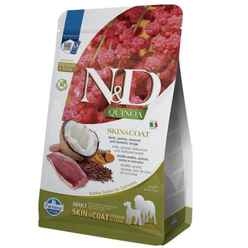 Сухий корм Farmina Dog N&D Quinoa Skin&Coat Duck MEDIUM & MAXI для собак при харчовій алергії середніх та великих порід з качкою - 2.5 кг