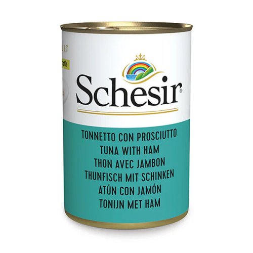 Вологий корм Schesir Cat Tuna with Ham ТУНЕЦЬ З ШИНКОЮ в бульйоні для котів - 140 г