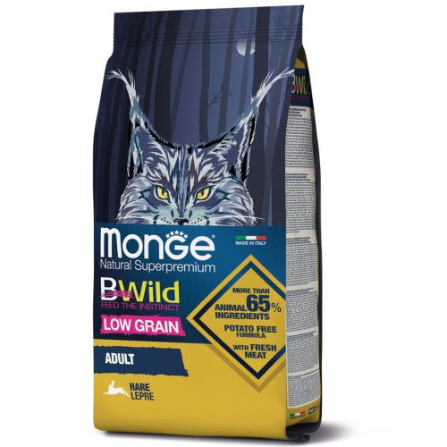 Сухий корм Monge Cat Bwild Low Grain м'ясо зайця для дорослих котів - 1.5 кг