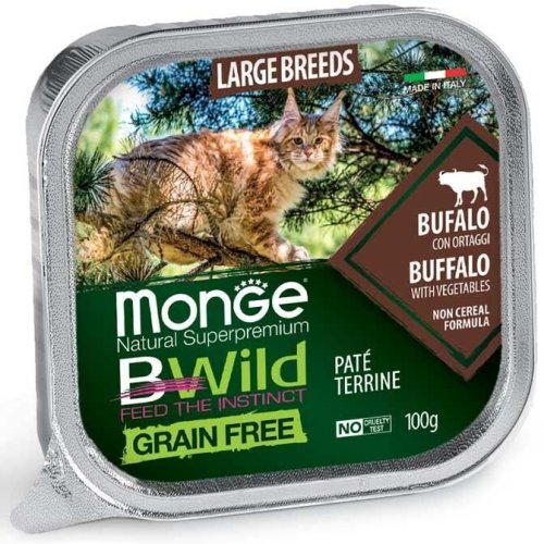 Вологий корм Monge Cat Bwild Grain Free Wet буйвол для котів великих порід з 2-х місяців - 100 г