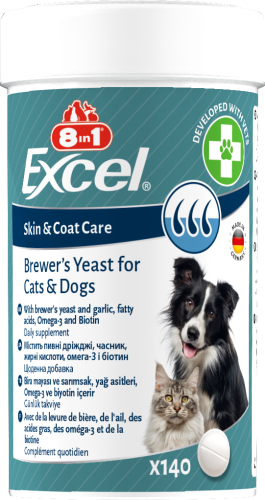 Вітаміни 8in1 Excel Brewers Yeast для собак та котів для шкіри та шерсті - 140 таб