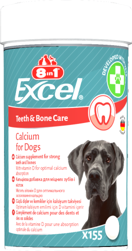 Вітаміни 8in1 Excel Calcium для цуценят та дорослих собак для зубів та кісток кальцій - 155 таб